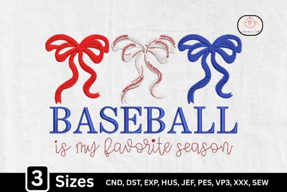 Girly Baseball Coquette Bow: A Playful Embroidery Design for Small Business Merch