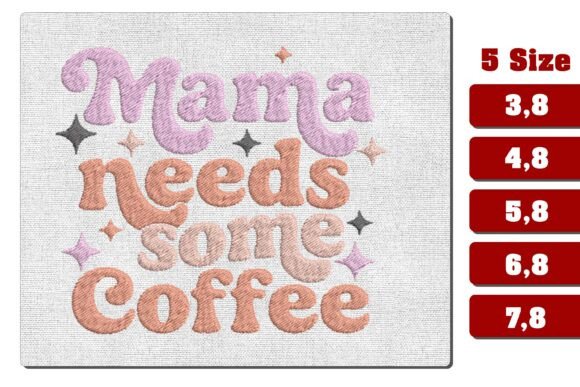 Mama Needs Coffee Funny Embroidery: A Retro Delight for Real Projects