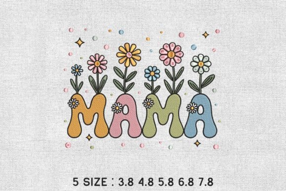 Retro Mama Floral Garden: A Playful Embroidery Design for Heartfelt Projects
